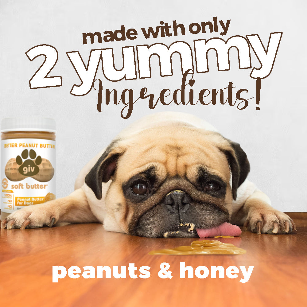 Giv Soft Butter All Natural Human Grade Dog Peanut Butter Only 2 Ingredients Peanuts Honey Dog Treats Perfect for Pill Pockets for Dogs Lick