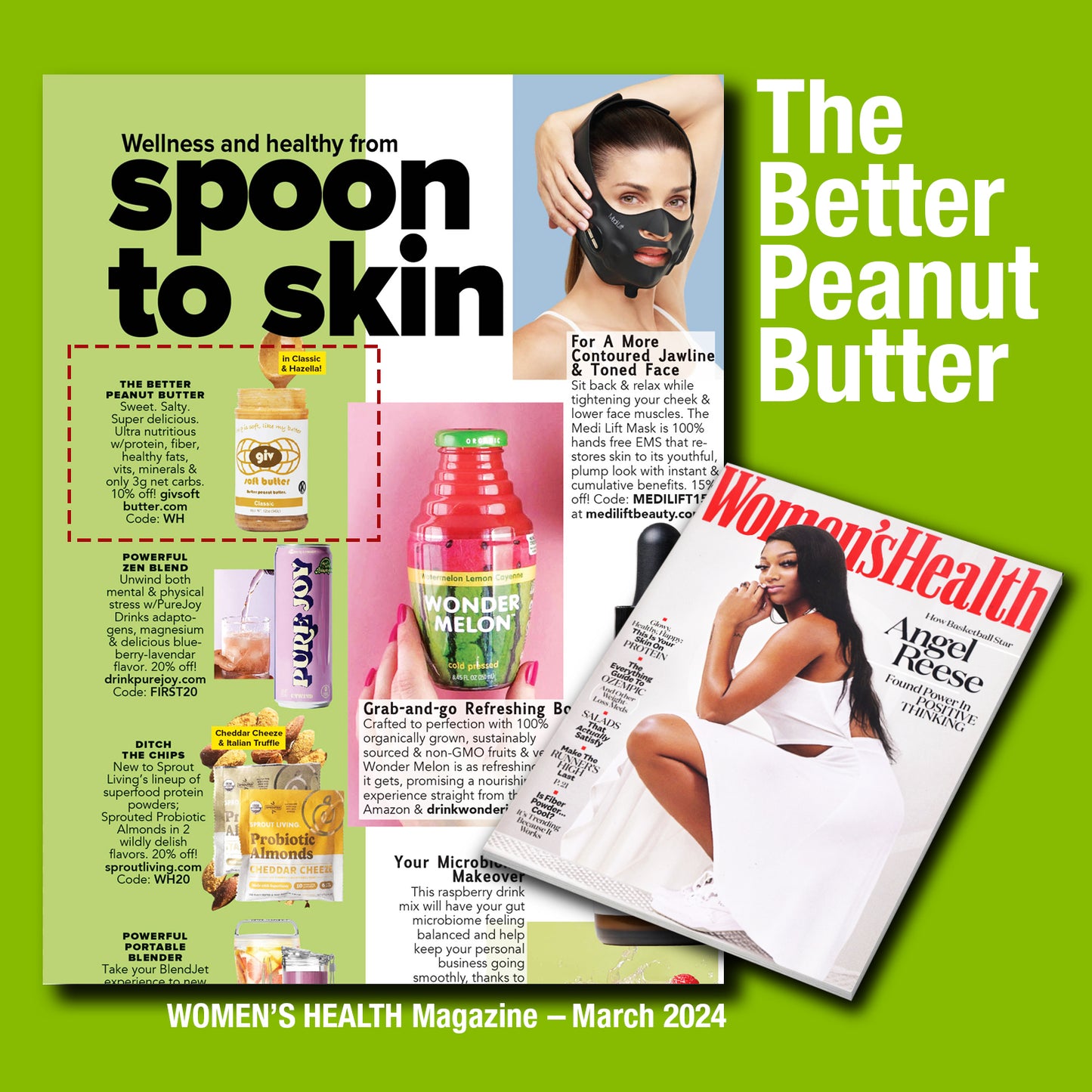 giv soft butter jar of peanut butter as shown in the magazine Women's Health as The Better Peanut Butter.